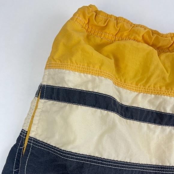 Sand N Sun Swim Trunks Mens Large 36/38 Yellow Blue Striped - Picture 4 of 8
